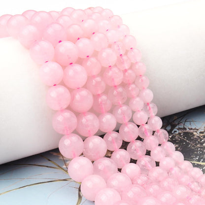 Siomia 45pcs 8mm Natural Rose Quartz Gemstone Beads Energy Healing Crystal Round Loose Stone Beads for Jewelry Making, DIY Bracelets Necklaces