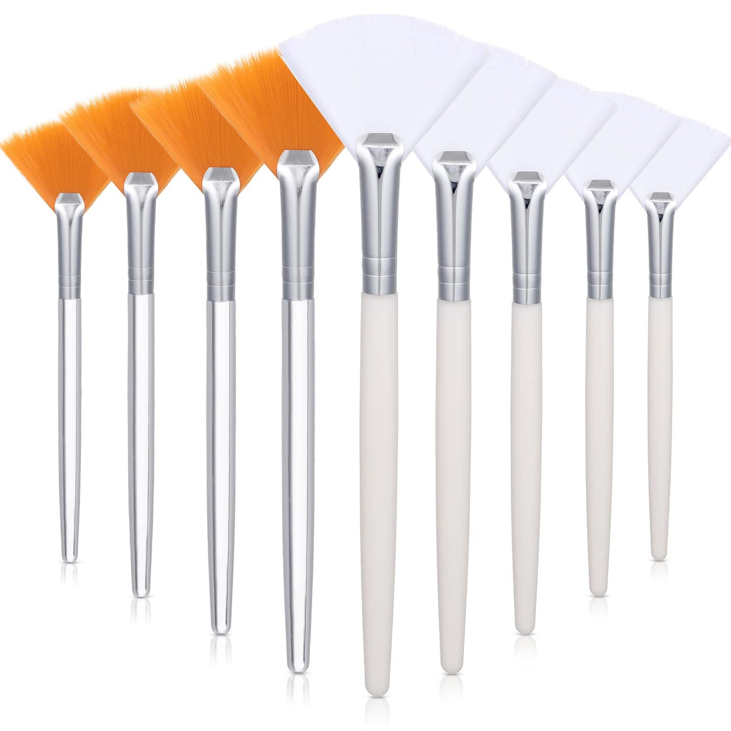 9 Pieces Facial Fan Mask Brushes, Soft Facial Applicator Brushes Tools for Peel Glycolic Makeup for Mud Cream(Champagne)
