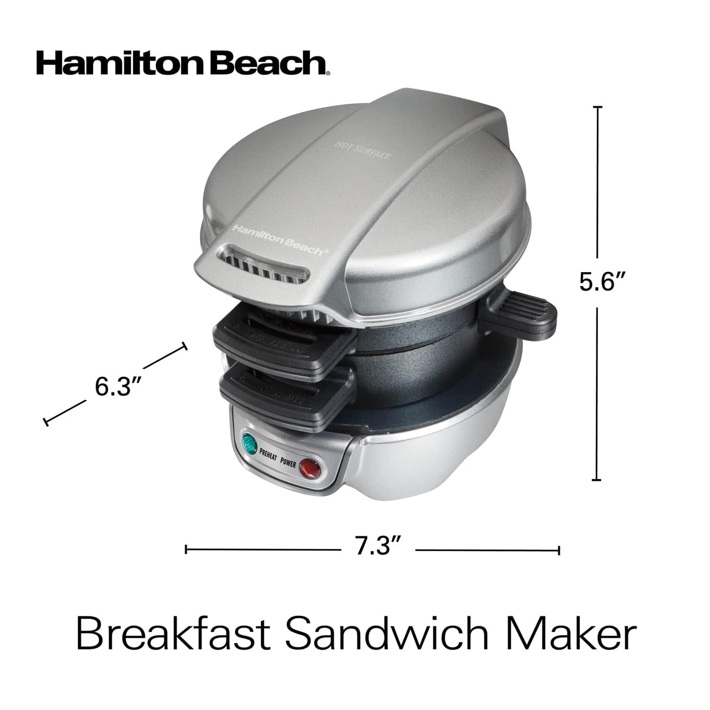 Hamilton Beach Breakfast Sandwich Maker with Egg Cooker Ring, Customize Ingredients, Perfect for English Muffins, Croissants, Mini Waffles, Perfect White Elephant Gifts, Coral (25483)