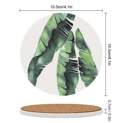 Coasters for Drinks Absorbent with Holder,Floral Pattern with Tropical Leaves Sets of 6 Durable Cup Coaster for Coffee Table Protection,Great Housewarming Birthday Gifts,Home Decor
