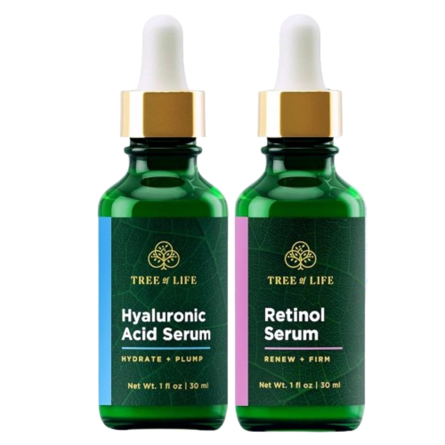 Tree of Life Beauty Facial Skin Care Set, Brightening, Firming, Hydrating, Dry Face, Dermatologist Tested - Trio Power Kit, Vitamin C, Retinol and Hyaluronic Acid, 3 count of 1 Fl Oz