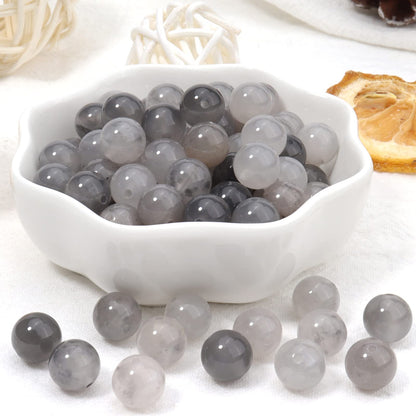 60pcs 6mm Natural Cloudy Quartz Crystal Gemstone Beads Energy Healing Crystal Round Loose Stone Beads for Jewelry Making, DIY Bracelets Necklaces