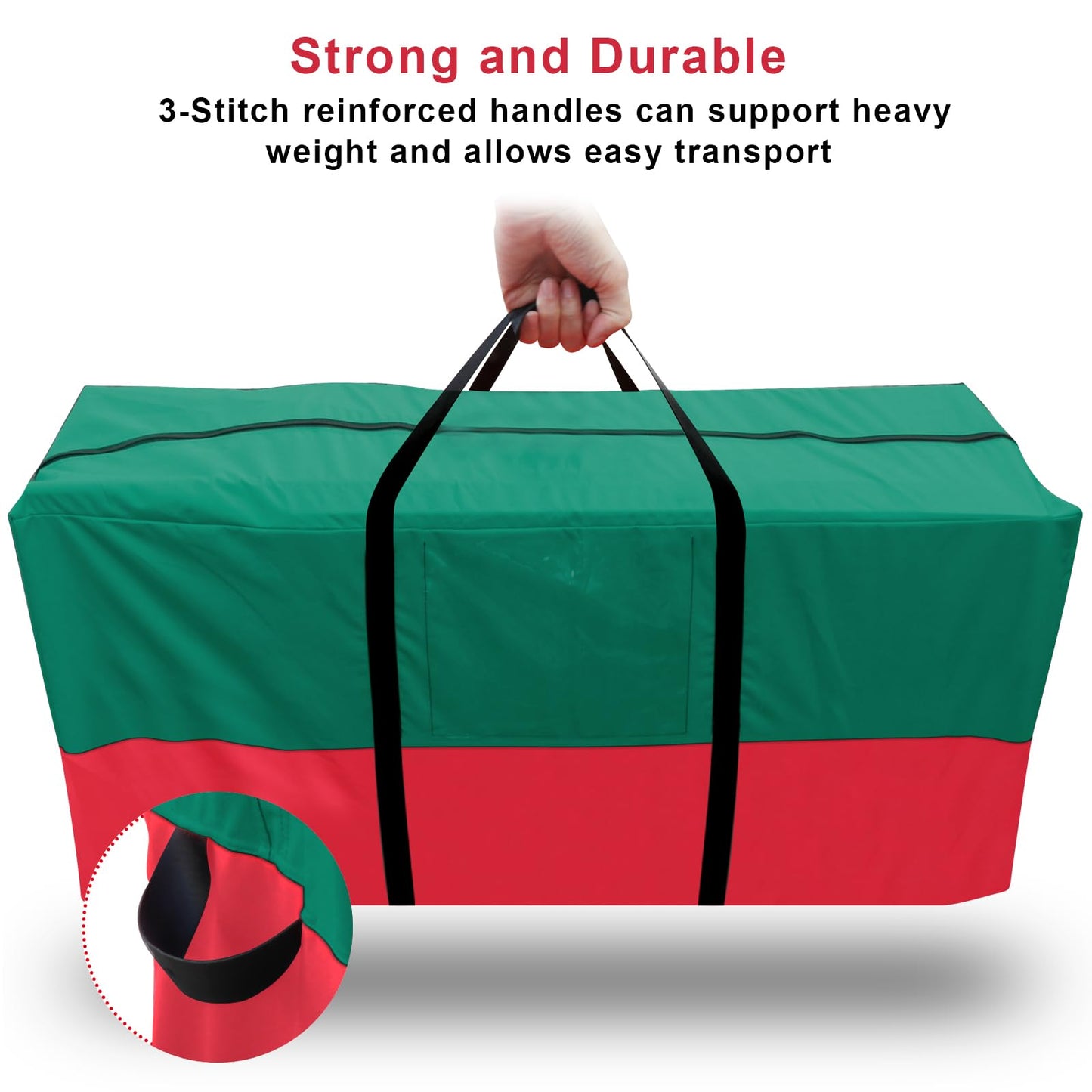 Christmas Tree Bag,Fits Up 10 Ft Tall Artificial Trees,600D Oxford Material,Heavy Duty Tree Bag,Dampproof Storage Bag with Durable Reinforced Handles & Dual Zipper&Transparent Pocket