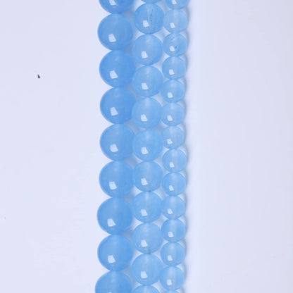 8MM Blue Chalcedony Round Loose Beads Natural Gem Beads Crystal Energy Stone Beads for Jewelry Making DIY Bracelet Necklace