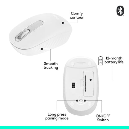 Logitech M196 Bluetooth Wireless Mouse, Compact and Portable Mouse for Laptops, Tablets and More, 12-Month Battery, Smooth Tracking, Compatible with PC and Mac, Windows and macOS - Rose