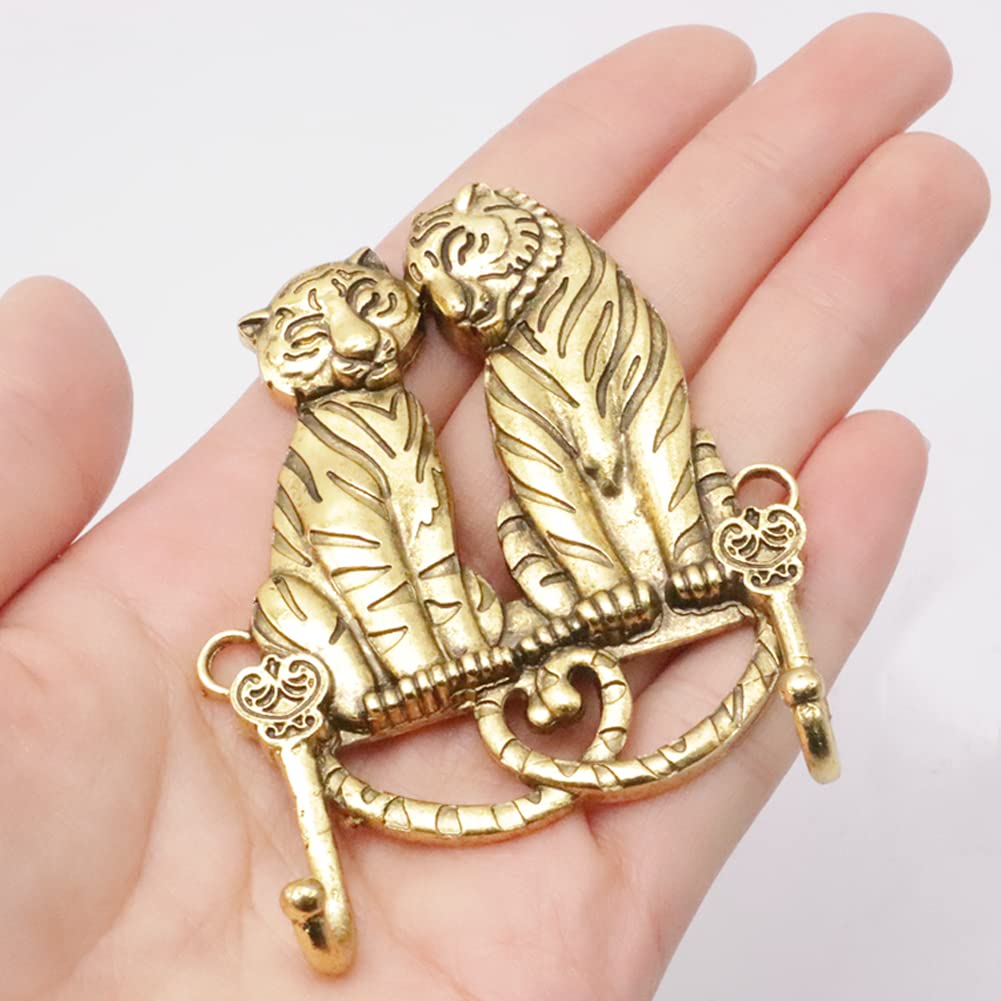 Cucumis 2 Pcs Coat Hooks Wall Mounted - Tiger Wall Hooks, Lovely Hanger Hooks, Bathroom Hooks - Pack of Hooks for Keys, Gowns, Coats (Gold)