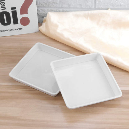 Yardwe 10Pcs Square Plant Saucers, Plastic Drip Tray for Potted Plants, Indoor & Outdoor Flower Pot Water Catcher, 5.9 X 5.9 X 0.9 Inch, White