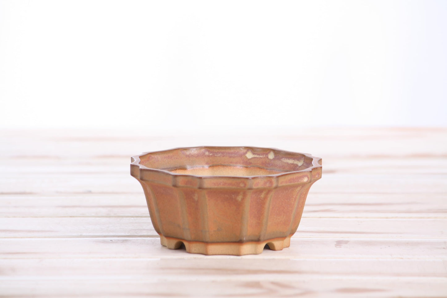 Willow Bonsai Ceramics Flower Design Bonsai Pot, 4.5inch Diameter, Plant Container, Succulant Pot, High Fired Ceramic Stoneware, Frost Proof, Handmade (Deep Stone)