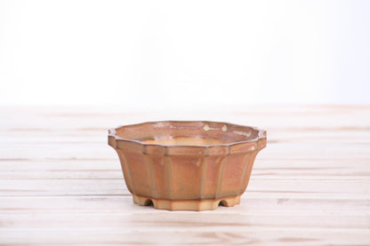Willow Bonsai Ceramics Flower Design Bonsai Pot, 4.5inch Diameter, Plant Container, Succulant Pot, High Fired Ceramic Stoneware, Frost Proof, Handmade (Deep Stone)