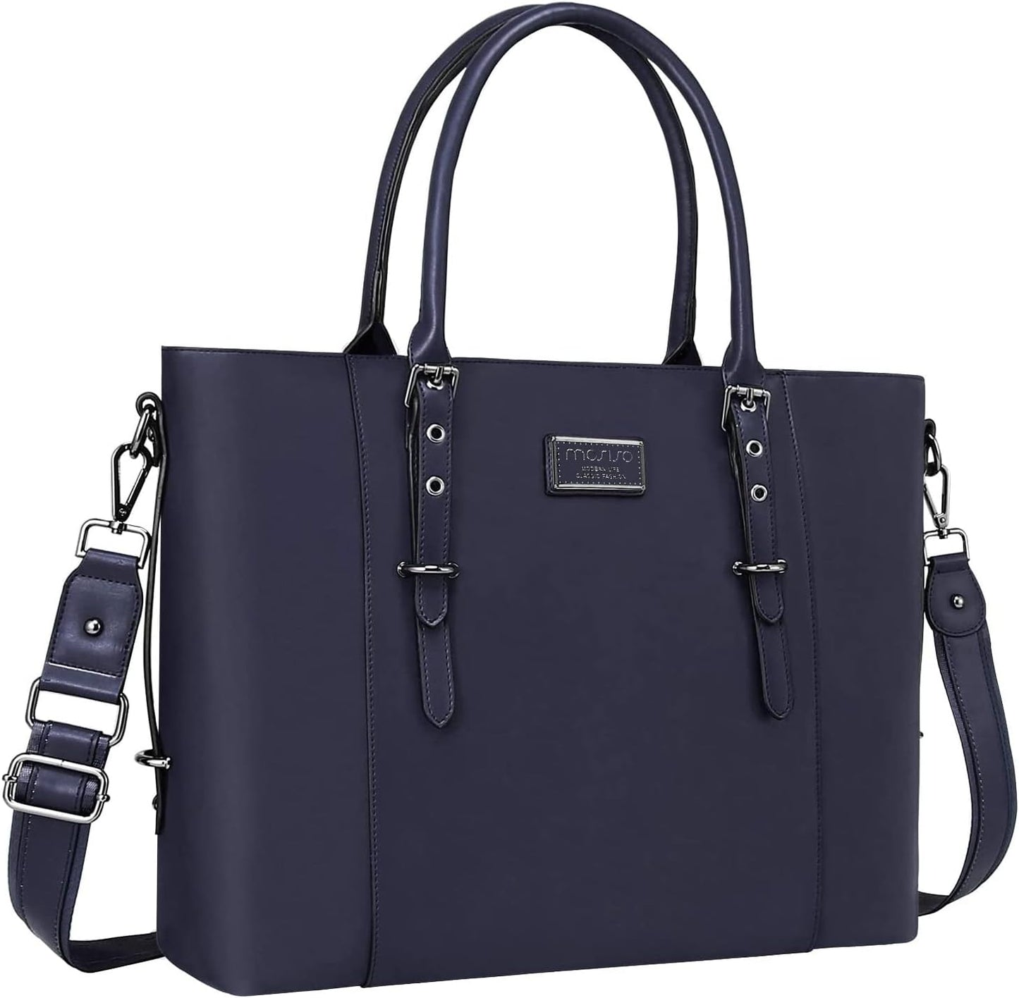 MOSISO PU Leather Laptop Tote Bag for Women, Waterproof Large Capacity Business Work Briefcase Shoulder Laptop Bag