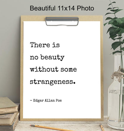 Edgar Allan Poe Wall Art LARGE 11x14 - Goth Room Decor Poster Sign - Bedroom Office Living room decoration - Unique Gift - Funny Sayings for Wall Decor - Inspirational Quotes Home print UNFRAMED