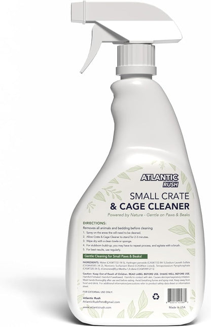 Atlantic Rush Small Animal Cage Cleaner Spray- 24oz Bottle Cage and Crate Cleaner for Guinea Pig, Hamster, Rabbit, Ferret, & Birds- Cage Cleaning Supplies Odor Eliminator (2)