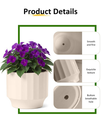 OXART Ceramic Plant Pot, 7.6+6.2+5 inch Planter with Drainage Hole, Set of 3 Modern Plant Pots for Intdoor/Outdoor, Home Garden Flower Pots for Plants Cacti, Succulents, Snakes, and Pothos, Yellow