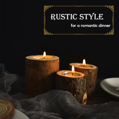 Hagao Tea Light Candle Holders, Personalized Wooden Votive Tealight Holder for Wedding Party Birthday Holiday Set of 6 (1" x2, 1.7" x2, 2.8" x2)