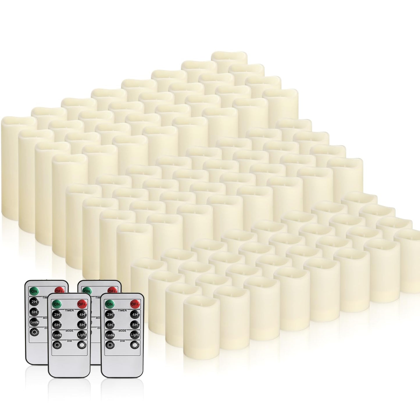 fclayvts 96-Pack LED Flameless Candles with Remote Control - Perfect for Parties, and Special Occasions(Three Sizes)