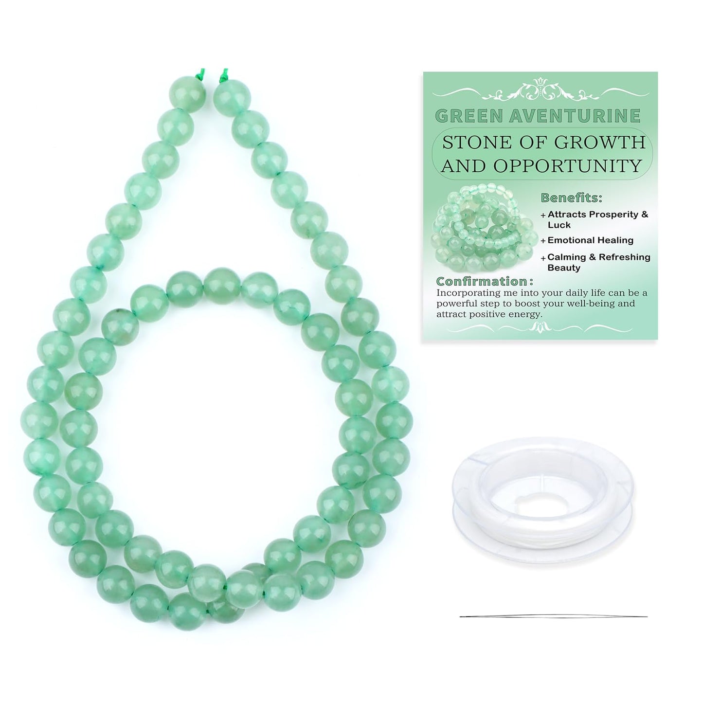 CMBYN Natural Stone Beads Round Genuine Real Stone Beading Strand Loose Gemstones DIY Smooth Bead for Bracelet Necklace Earrings Jewelry Making (Green Aventurine, 6mm 60 Pieces)