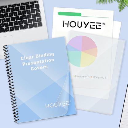 HOUYEE 100 Pack Clear Binding Presentation Covers, PVC Report Covers,10 Mil,8-1/2 x 11 Inches, Letter Size