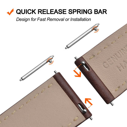 ANNEFIT Watch Band 18mm with Stainless Silver Buckle - Classic Oil Wax Leather Quick Release Watch Strap (Dark Brown)