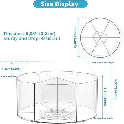 Rotating Markers Organizer for Kids, Acrylic Lazy Susan Organizers for Desks, 360 Degree Spinning Pencil Holders Pen Holders, Clear Arts and Crafts Organizer Storage, Art Supply Storage 6 Compartments