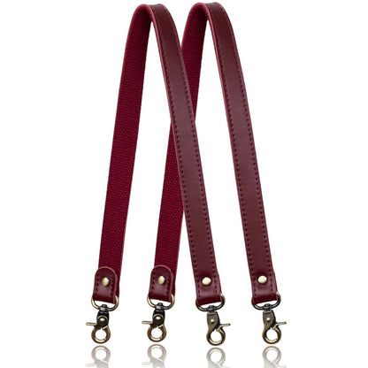 Allzedream Genuine Leather Purse Strap Sewing Canvas Replacement Handbag Shoulder Bag 2 Pcs (Wine Red)