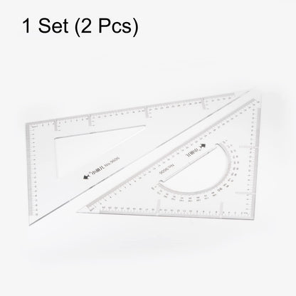 HARFINGTON 2piece Triangle Ruler Square Set 36cm 30/60 and 45/90 Degrees Measuring Tools for Classrooms Home Office, Transparent