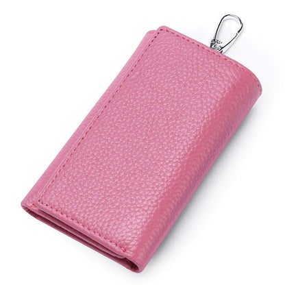 RuoFeng Keychain Key Holder Ring with 6 Hooks Snap Closure (Pink)