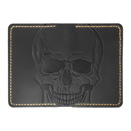 Turbosnail Leather for Men & Women Front Pocket Card Holder | Minimalist Wallet | Front Pocket Wallet | Leather Card Sleeve | Minimalist Handmade Card Holder (Style 1 (Skull and Bones))