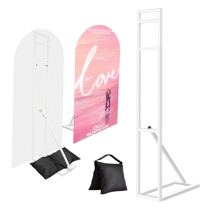 Yudlto 1 Pack White Wedding Backdrop Stand, Adjustable Metal Arch with Foldable Base and Weight Bag, Foam Board Display for Balloon Party and Event Decor (1.15–2m) (1)