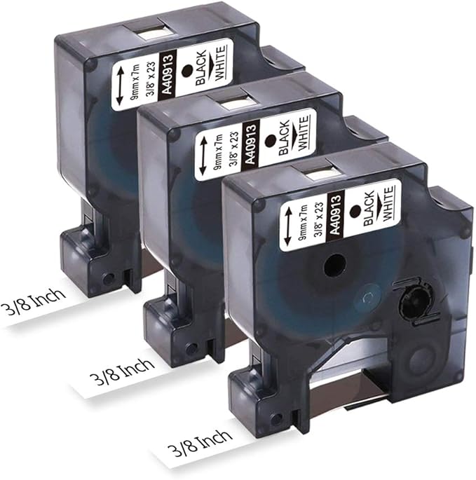 FreshWorld 3-Pack Replace for DYMO D1 3/8 inch label tape 41913 (40913) S0720680 1761554 Dymo d1 9mm Ink Refill Black on White, Compatible with COLORPOP Dymo LabelManager 160 210D 280 360D Label Maker
