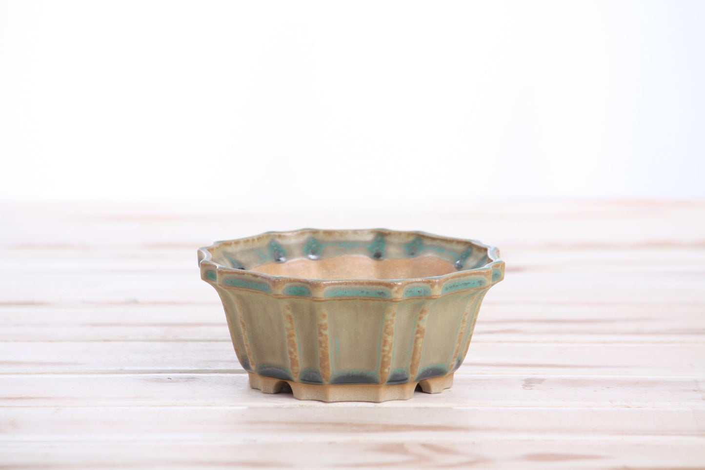 Willow Bonsai Ceramics Flower Design Bonsai Pot 4.5 Inch – Elegant Ceramic Bonsai & Succulent Pot, High‑Fired Frost‑Proof Stoneware with Drainage+Wiring Holes, Handmade USA (Speckled Moss, 4.5inch)