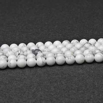 MJDCB AAAA Natural Stone Beads White Howlite Turquoise Round Loose Beads for Jewelry Making 15" (6mm)