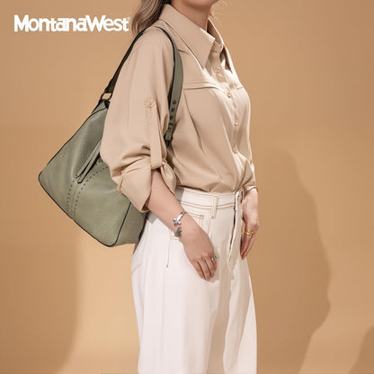 Montana West Hobo Bag for Women Designer Ladies Bucket Totes Purse Handbags Chic Shoulder Bag,MWC-HB-128-GN