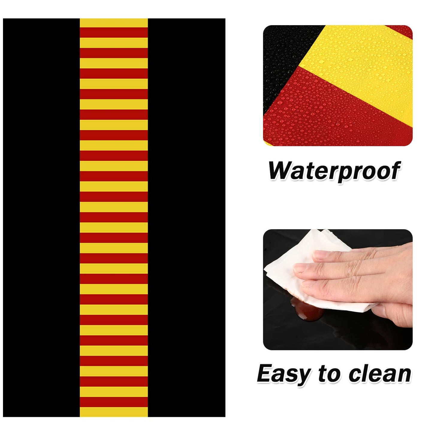 Oudain 3 Pcs Wizard Tablecloth 54 x 108 Inches Plastic Black Table Cover Red Golden Tablecloth Disposable Magical Party Supplies for Halloween Witch Birthday Party Decoration (Black Stripes)