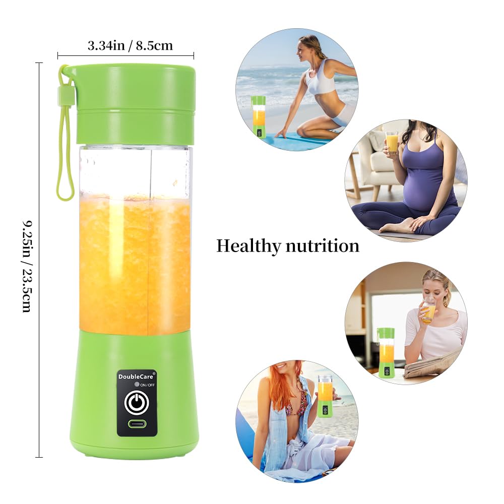 Portable Blender Cup,Electric USB Juicer Blender,Portable Juicer For Shakes and Smoothies, juice,380ml, Six Blades Great for Mixing,light purple