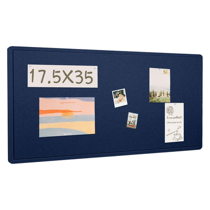 Lightomorrow Bulletin Board, 35 x 17 1/2 inches Felt Board - Decorative Pin Board, Cork Board Alternative for Wall, Foldable Self-Adhesive Vision Board Prayer Board with 20 Pushpins Dark Blue