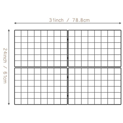 Kakivan Wire Wall Grid Panel for Photo Display, DIY Iron Picture Frames Collage For Hanging Wall Decor, Foldable Multi Pictures Organizer with 12 Clips, 28'' X 22'' Inch.(2 Pack)
