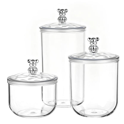 Ckhoid 3PCS Clear Candy Jars With Lid, Plastic Storage Jar Canister with Airtight Lid, Decorative Cookie Container for Snacks Buffet Wedding Home Bar Décor, Pantry Food Organizer Container 30/47/68 Oz