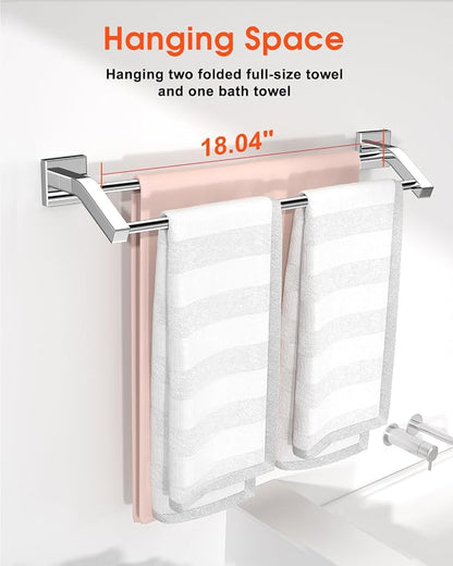 Alise Bath Double Towel Bars,Towel Holder Towel Racks for Bathroom Lavatory,20 Inch SUS304 Stainless Steel Towel Hanger Towel Rail Wall Mount, Polished Chrome