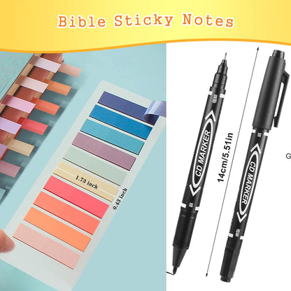 Cdnixwm Pink Bible Study Journaling Kit with Bag for Women, Annotation Kit with Highlighters and Pens, Pencil Case, Emergency Numbers, Notebook and More, Christian Gifts for Bible Study (White-L)