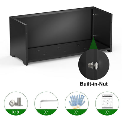 Gabviem Metal Planter Box 36" L x 15" W x 15" H, Rectangular Trough Planter Box with 6 Drainage Holes & Raised Bottom, All-Weather Garden Planter Box for Outdoor Patio/Porch, Lawn, Black