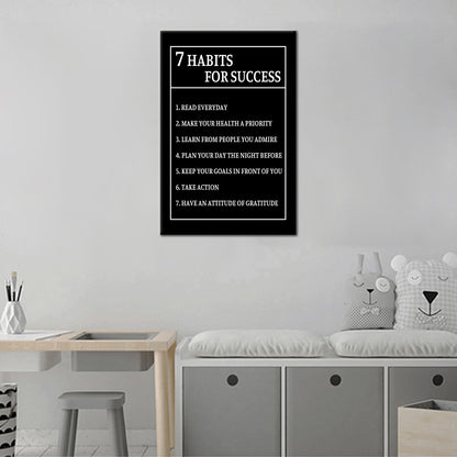 7 Habits for Success Inspirational Canvas Wall Art Motivational Positive Poster Print for Modern Modern Bathroom Bedroom Living Room Wall Decor Artwork Ready to Hang [12''Wx18''H]
