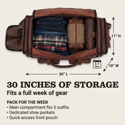 Handmade Vintage Travel Luggage 30 Inch Duffel Gym Sports Bag Weekender Travel Overnight Carry One Duffel Bag For Men (30 inch large)