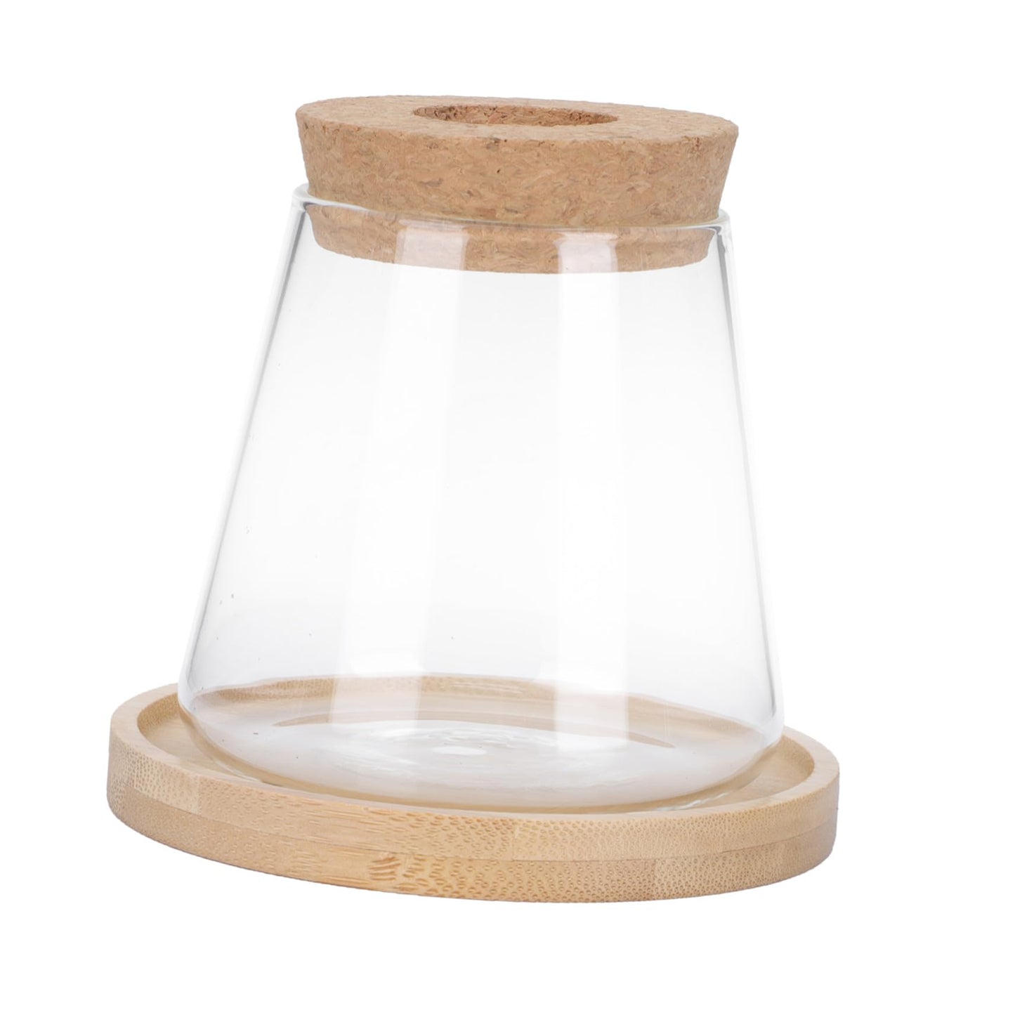 ETHZZLE Hydroponic Glass Vase with Wooden Stand Transparent Plant Propagation Station for Office Multifunctional Simple Flower Pot Desktop Greenery Terrarium Home Decoration and