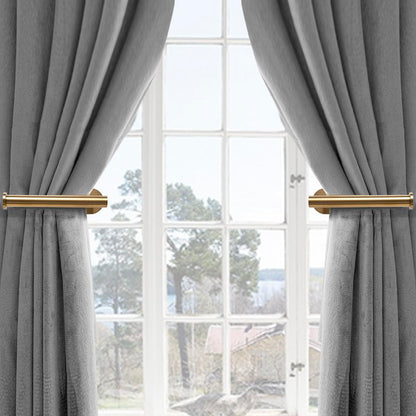 2 Pack Adhesive Curtain Holdbacks, No Drill Metal Curtain Tie Backs Holders for Drapes, Self-Adhesive Curtain Pull Backs Hooks for Windows and Doors - (2,Gold)