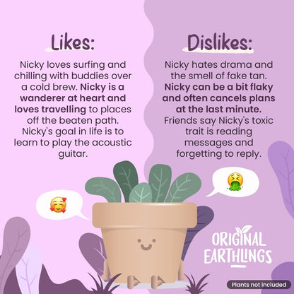 Original Earthlings Legs Out Pot - 4 Inch Cute Plant Pot - Plastic Funny Planter with Drainage, Unique Cactus Plant Lover Gift, Succulent Face Flower Pot, Desk Plant, Table Top Decor, & Home Gifts