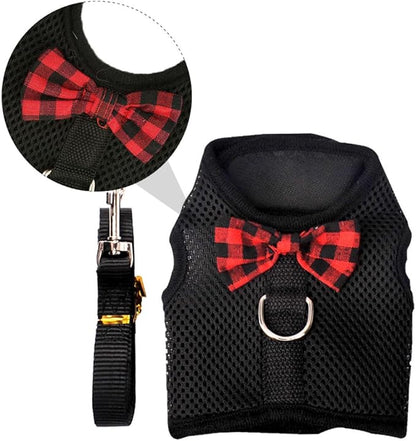 DECHOUS Pet Harness Vest Type Breathable Mesh Chest Strap for Small Animals, Adjustable Size L (35-40cm), Suitable for Rabbits, Guinea Pigs, and Squirrels, Black