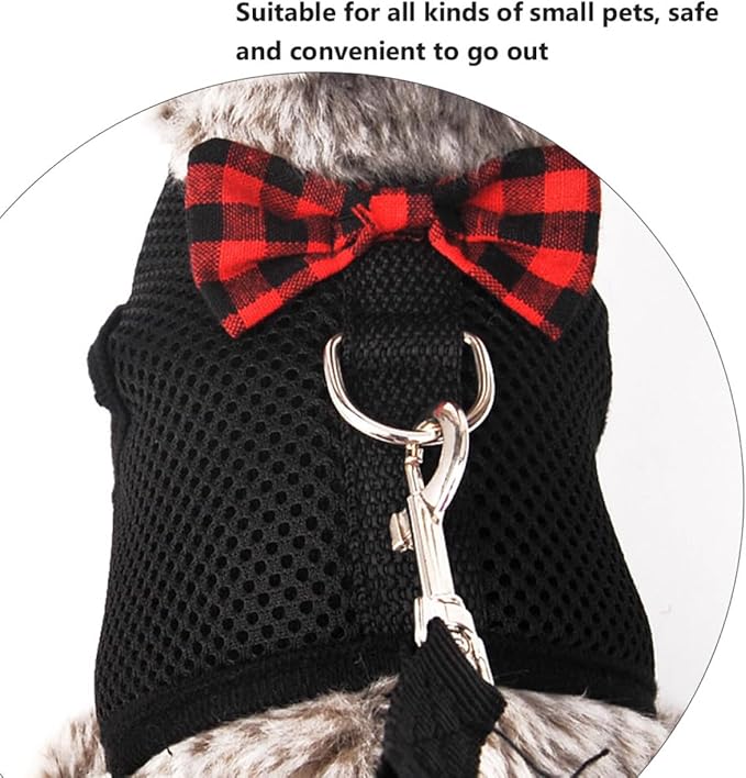 Toddmomy Small Pet Mesh Vest Harness for Rabbits Guinea Pigs Squirrels, Breathable Dog Chest Strap, Black Medium (Chest 30-34cm), No-Pull Pet Harness for Walking and Training
