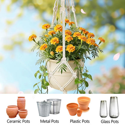 Jaxbo Macrame Plant Hangers 2 Pack Indoor Outdoor Hanging Planter Basket Handmade Rope Hanging Plant Holder for Indoor Outdoor Boho Home Decor 41 Inch, White
