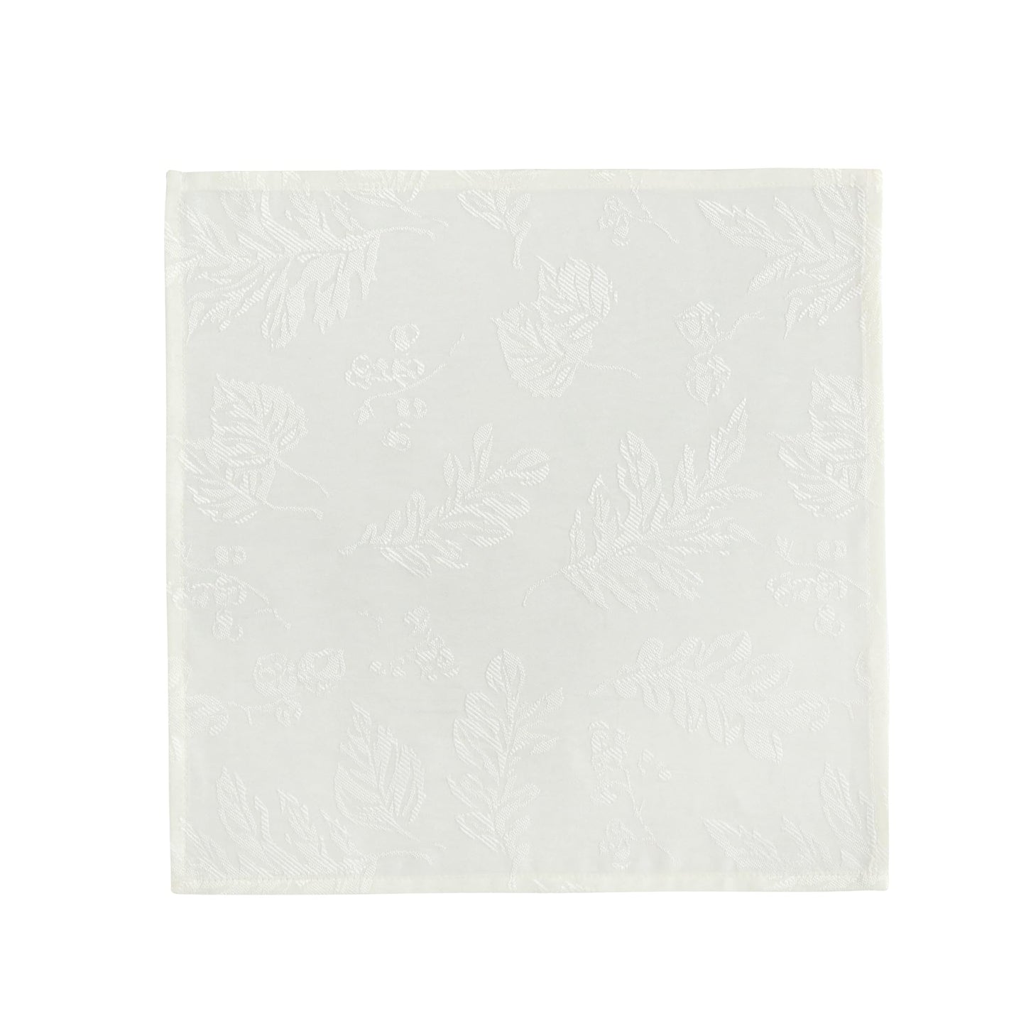 Elrene Home Fashions Elegant Woven Leaves Jacquard Damask Cloth Napkin Set, 17" x 17", Pack of 8, Ivory
