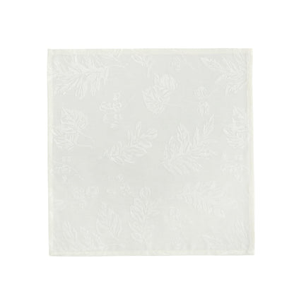 Elrene Home Fashions Elegant Woven Leaves Jacquard Damask Cloth Napkin Set, 17" x 17", Pack of 8, Ivory